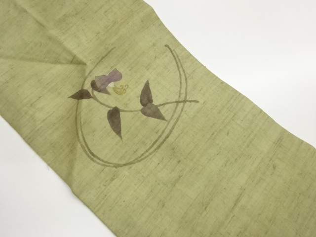 紗紬金彩変わり丸に花模様名古屋帯